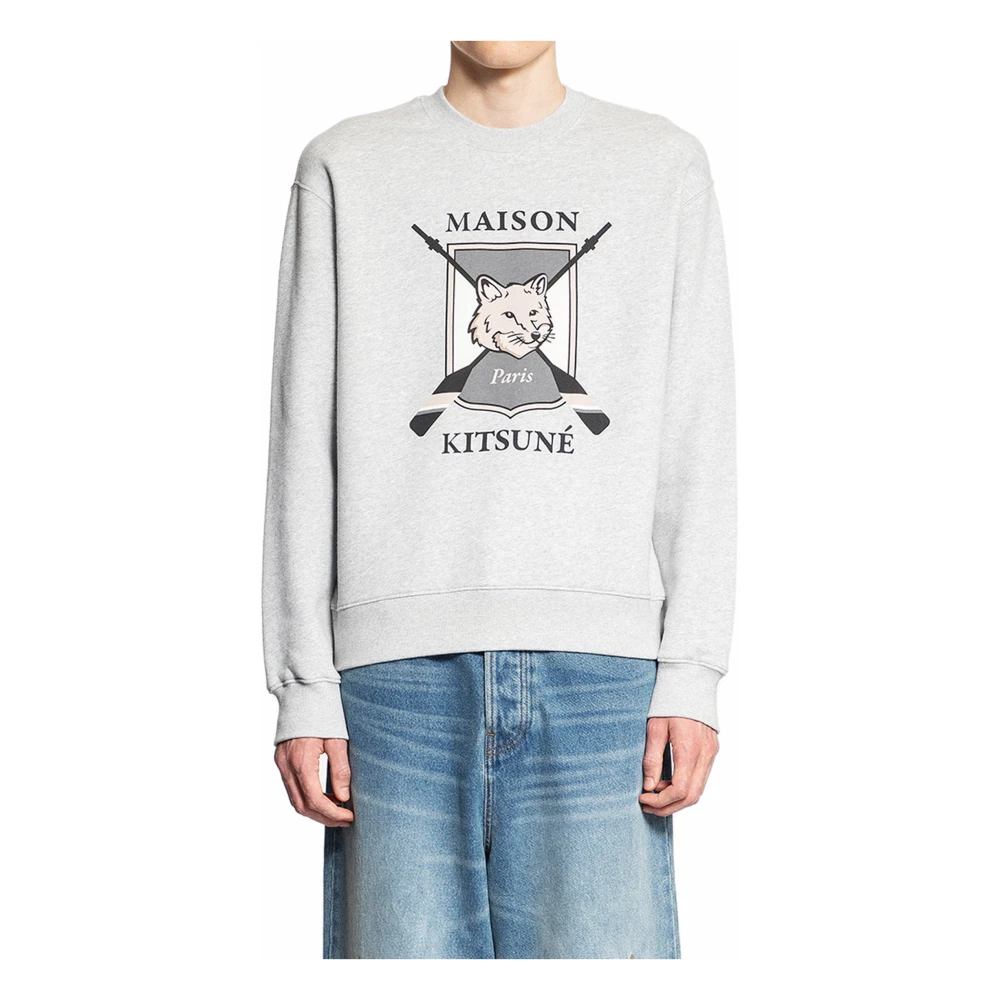Maison Kitsuné Vos Print Comfort Sweater Gray Heren