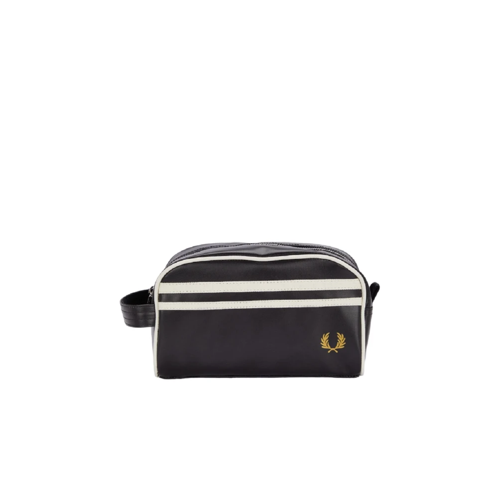 Fred Perry Men's Black Polyester Beauty Case With Matte Metal Details
