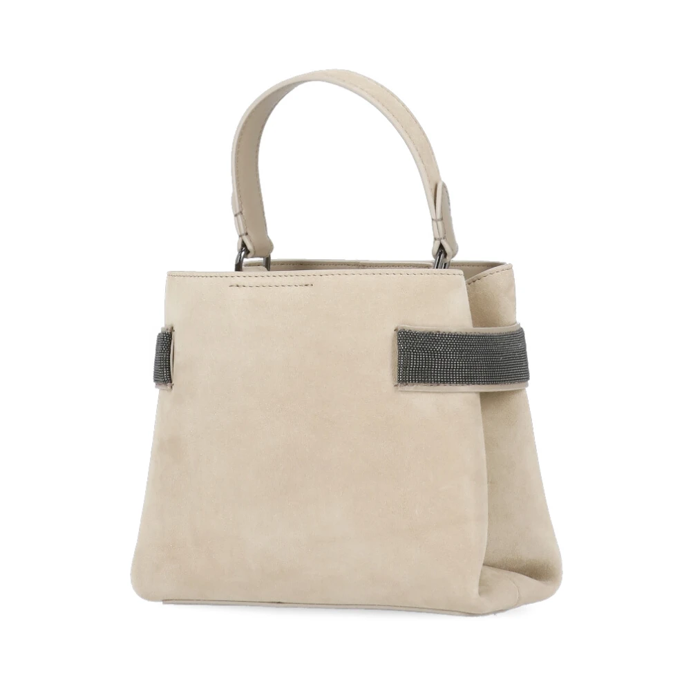BRUNELLO CUCINELLI Beige Suède Leren Handtas met Messing Details Beige Dames