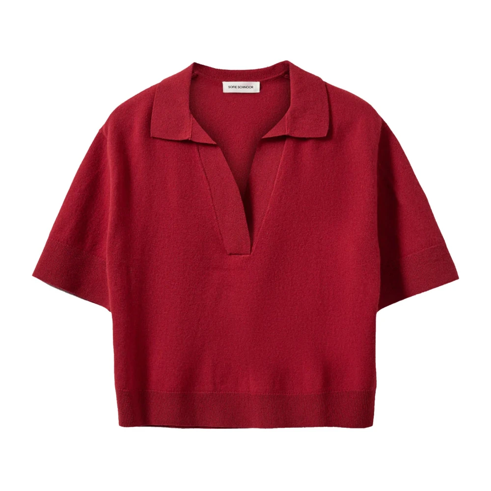 Sofie Schnoor Red Wool Polo Blouse Amalysw 4154 - Female - Blouses - Xl - Blouses & Shirts