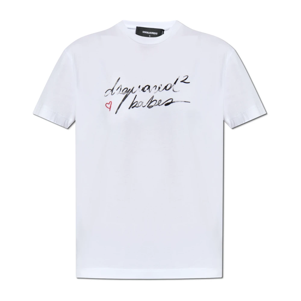 Dsquared2 Women's White T-Shirt With Logo - T-Shirts - S - Tops