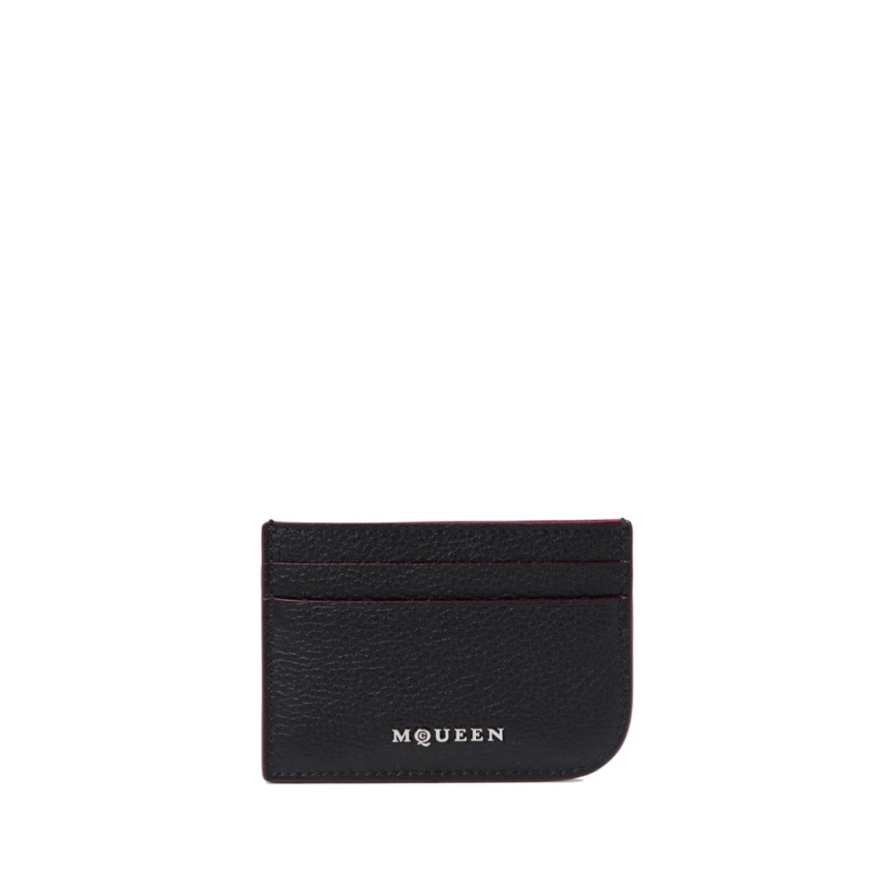 Alexander Mcqueen Unisex Black Leather Card Holder