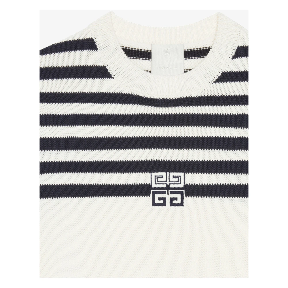 Givenchy Gestreept Tweekleurig Trui met 4G Patch White Dames