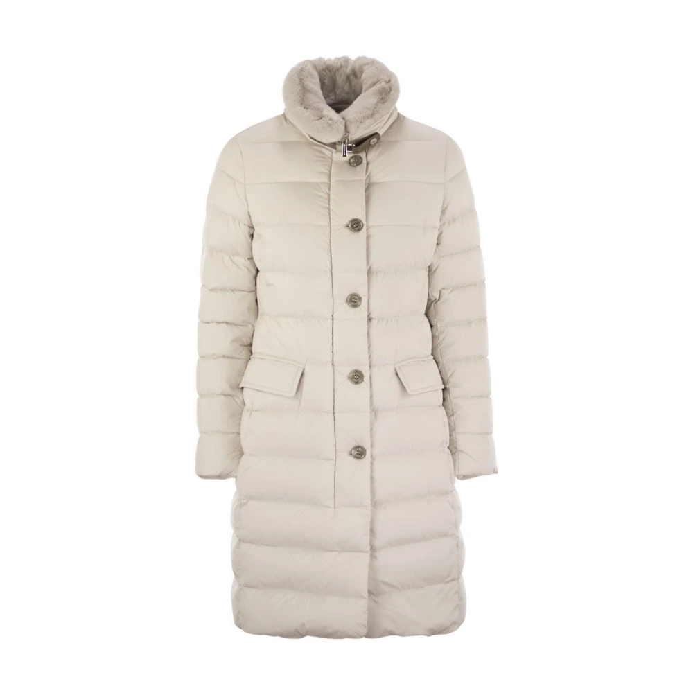Moorer Vrouw Wit Jassen Dames, L, Leer, Vetiver-S3 Jacket