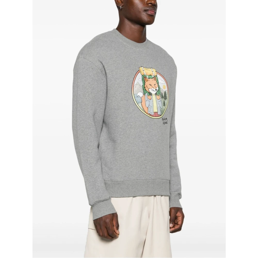 Maison Kitsuné Rambling Fox Comfort Sweatshirt Gray Heren