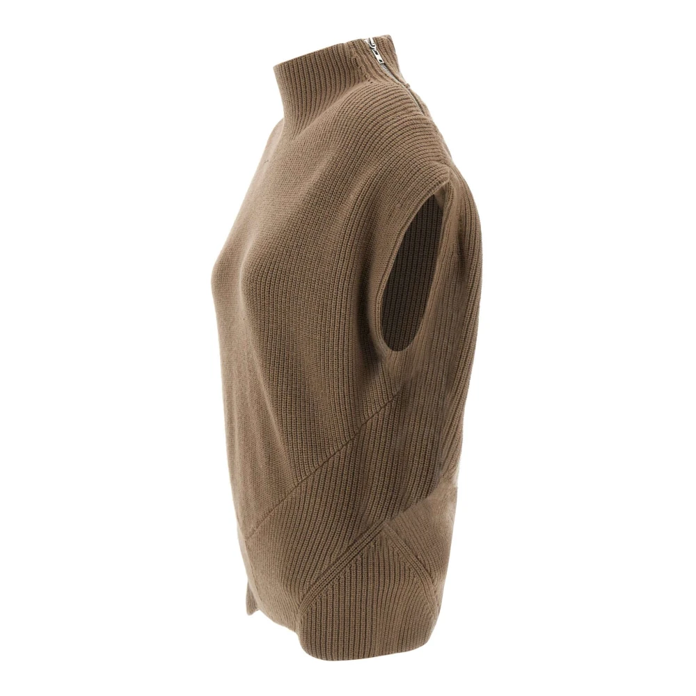 IRO Koffie Mouwloze Trui met Hoge Kraag Brown Dames