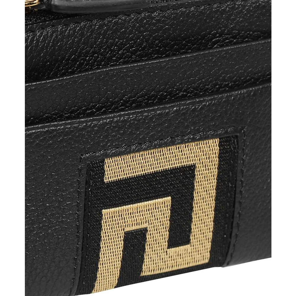 Versace Portemonnee van Kalfsleer met Rits Black Heren