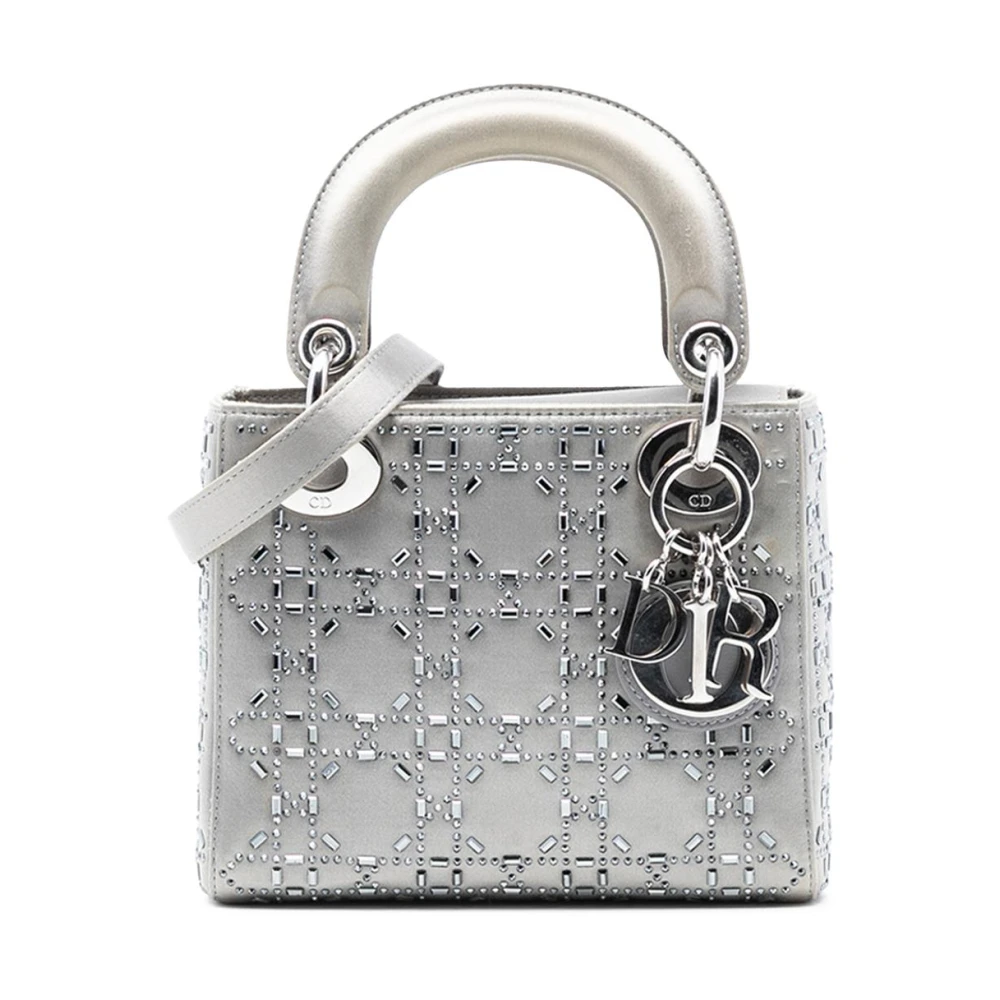 Dior Vintage Women's Gray Pre-Owned Embellished Satchel Bag