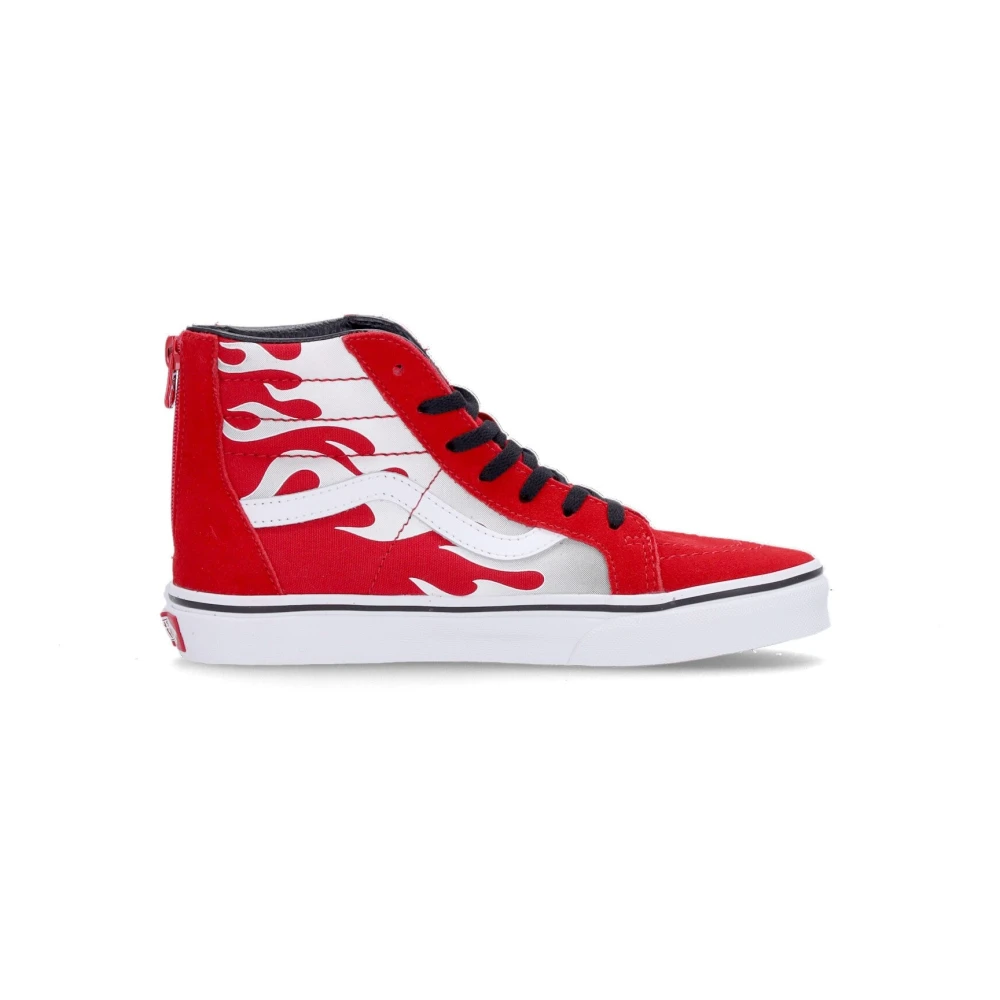 Vans Boys Red Kids Sneakers, 38 1/2 Eu, Flame Zip High Top Sneaker
