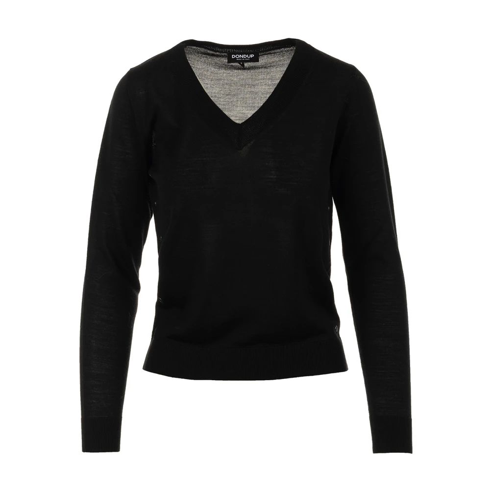 Dondup Zwarte Trui V-Hals Stijl Black Dames