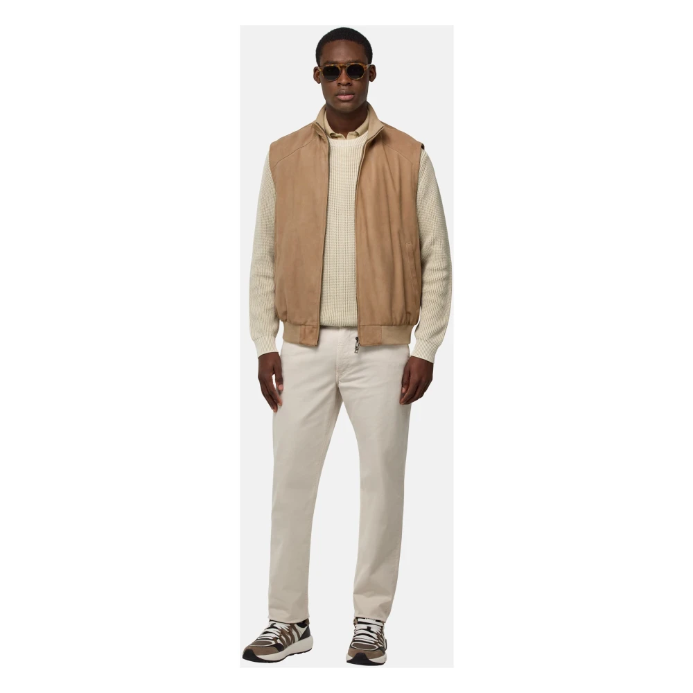 Boggi Milano Echte Suède Leren Gilet Brown Heren