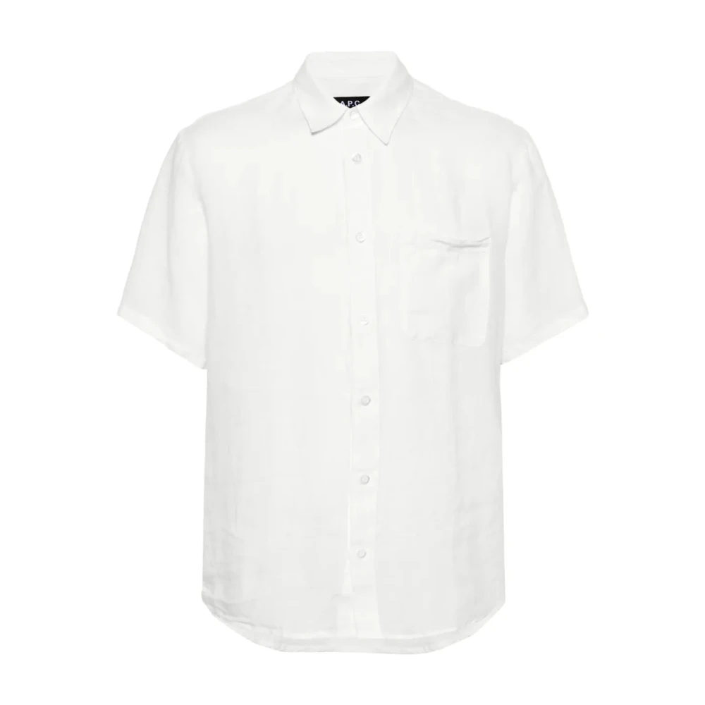 A.p.c. Linnen korte mouw overhemd White Heren