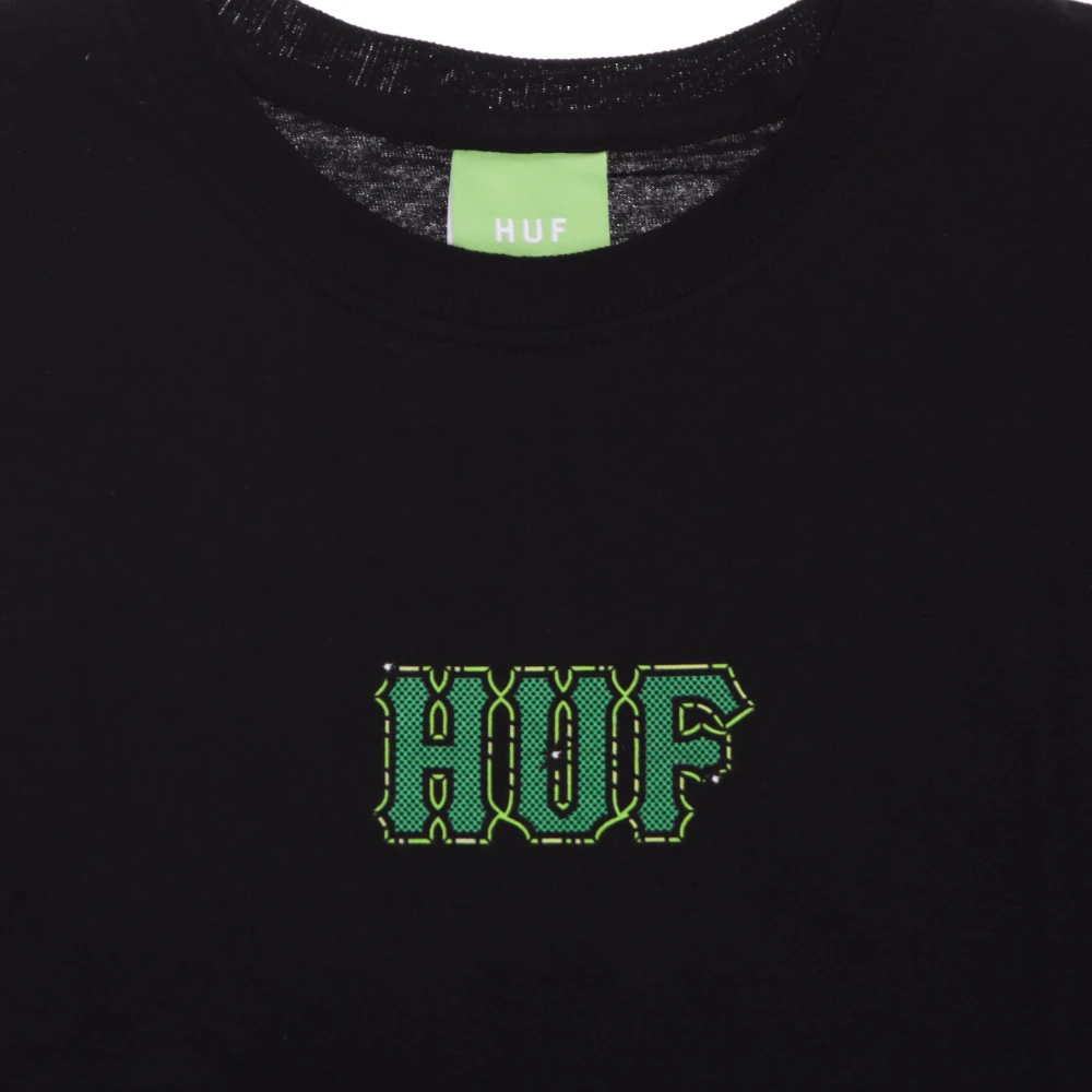 HUF Zwarte Heren Tee met Bedrukt Logo Black Heren
