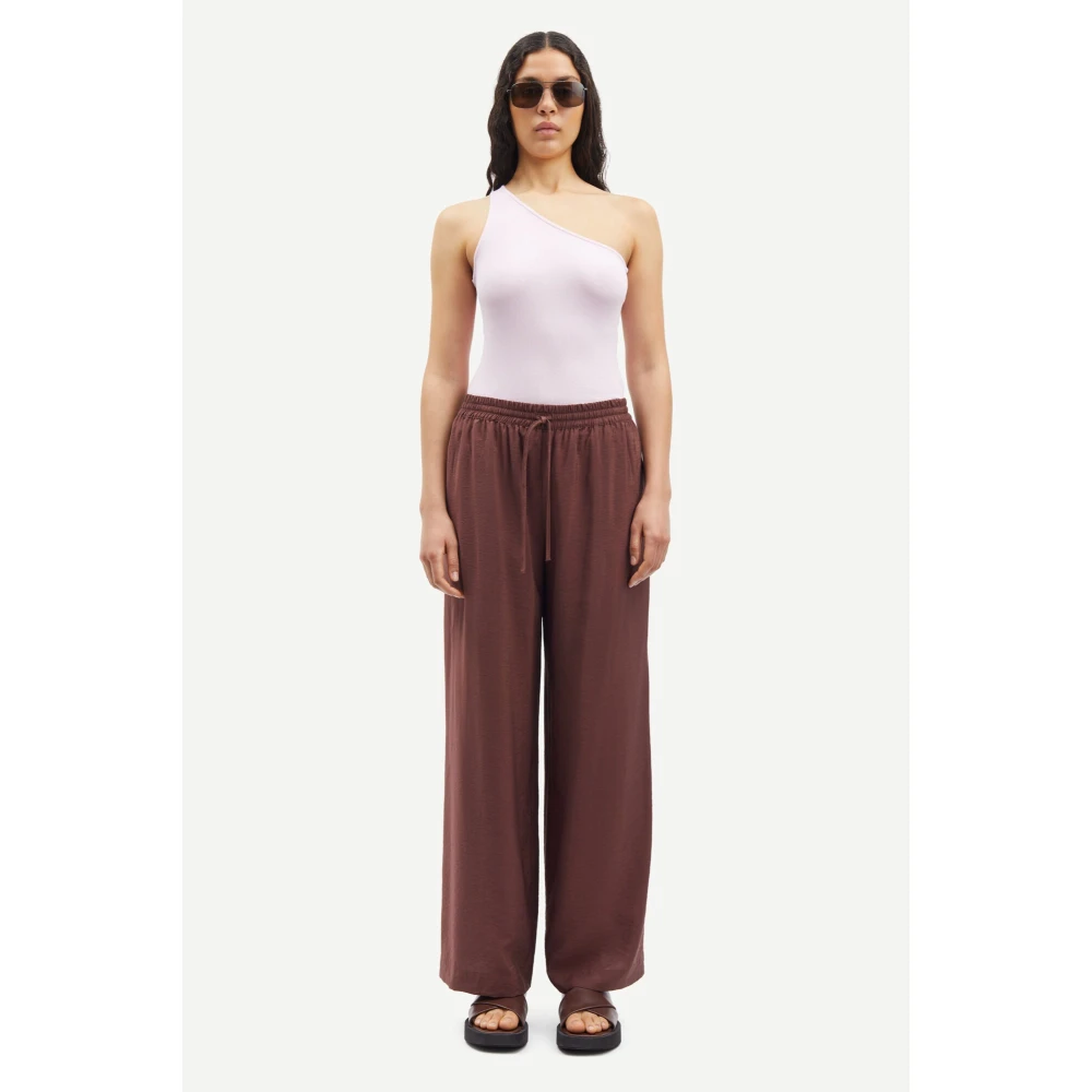Samsøe Wide Leg Trousers Brown Dames