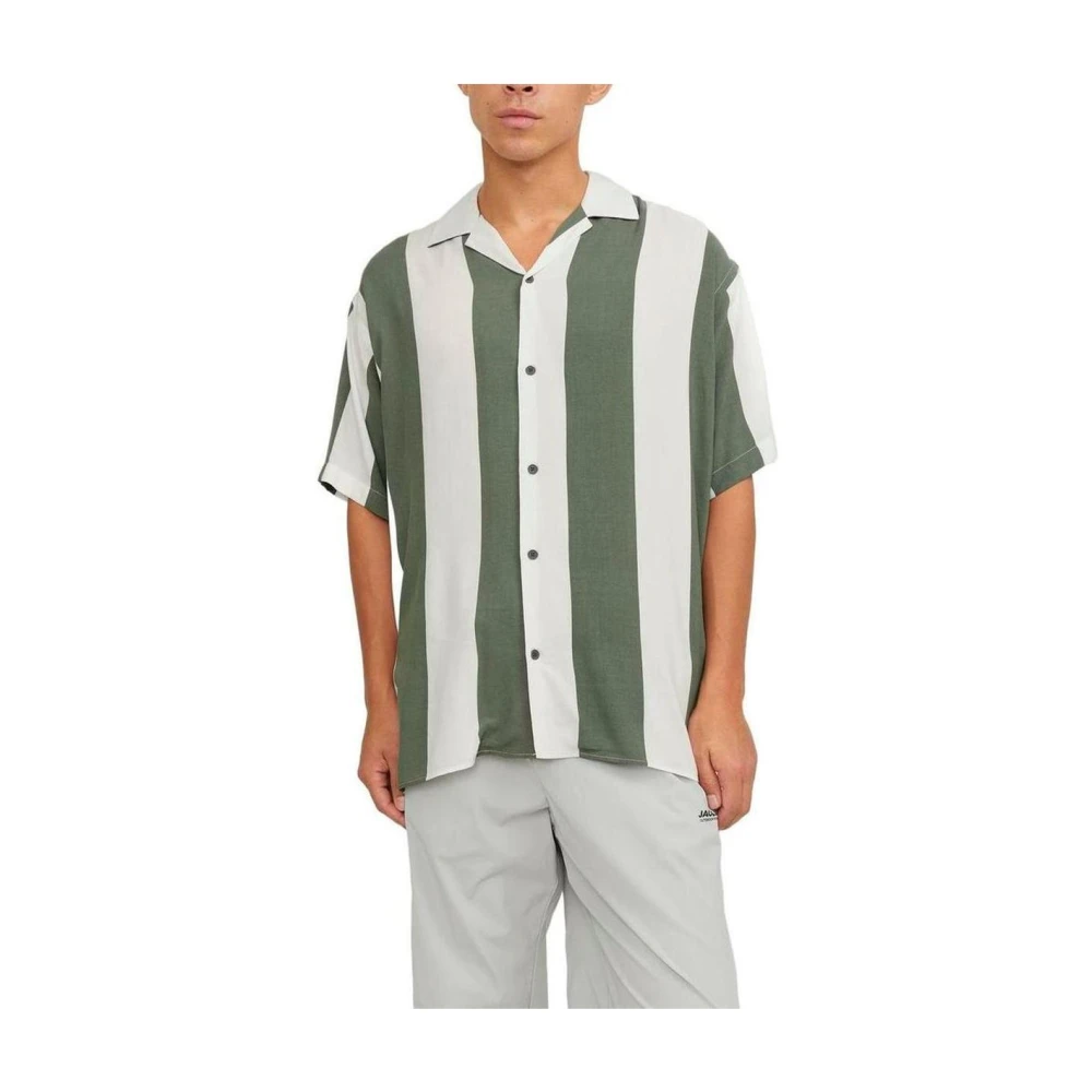 jack & jones Groene viscose korte mouwen overhemd Multicolor Heren