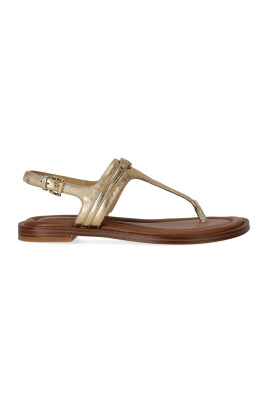 sandale-tongs-doree-avec-logo