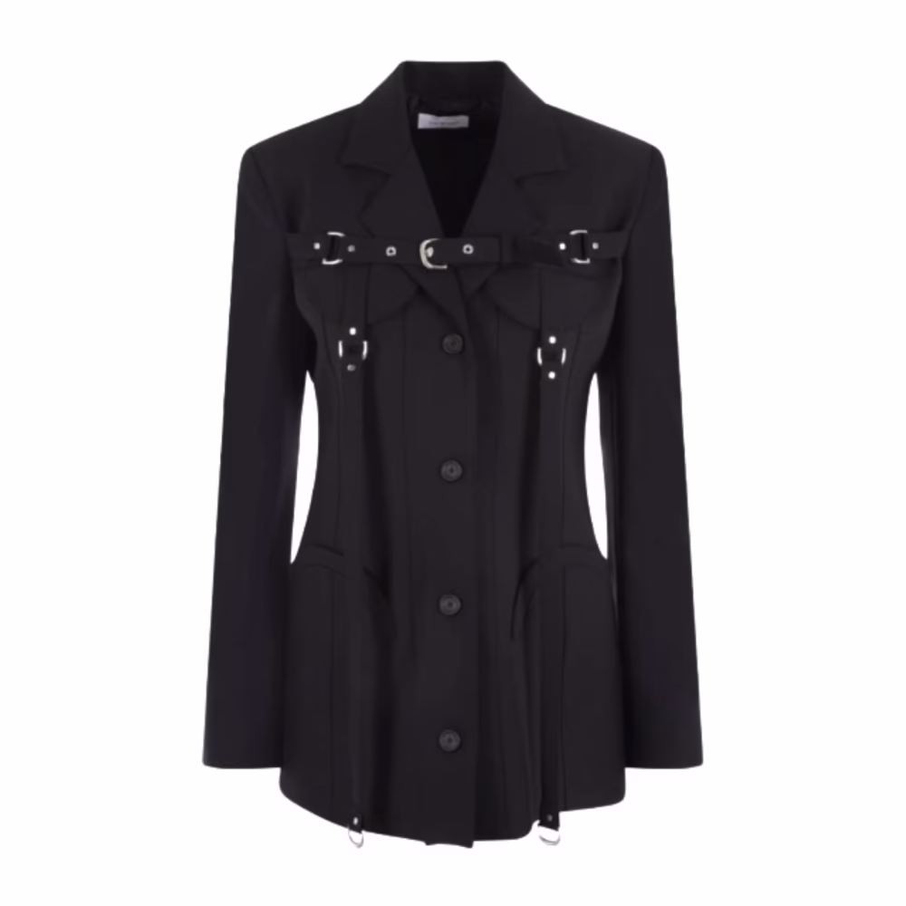 Schwarze Cargojacke mit Schnallendetail