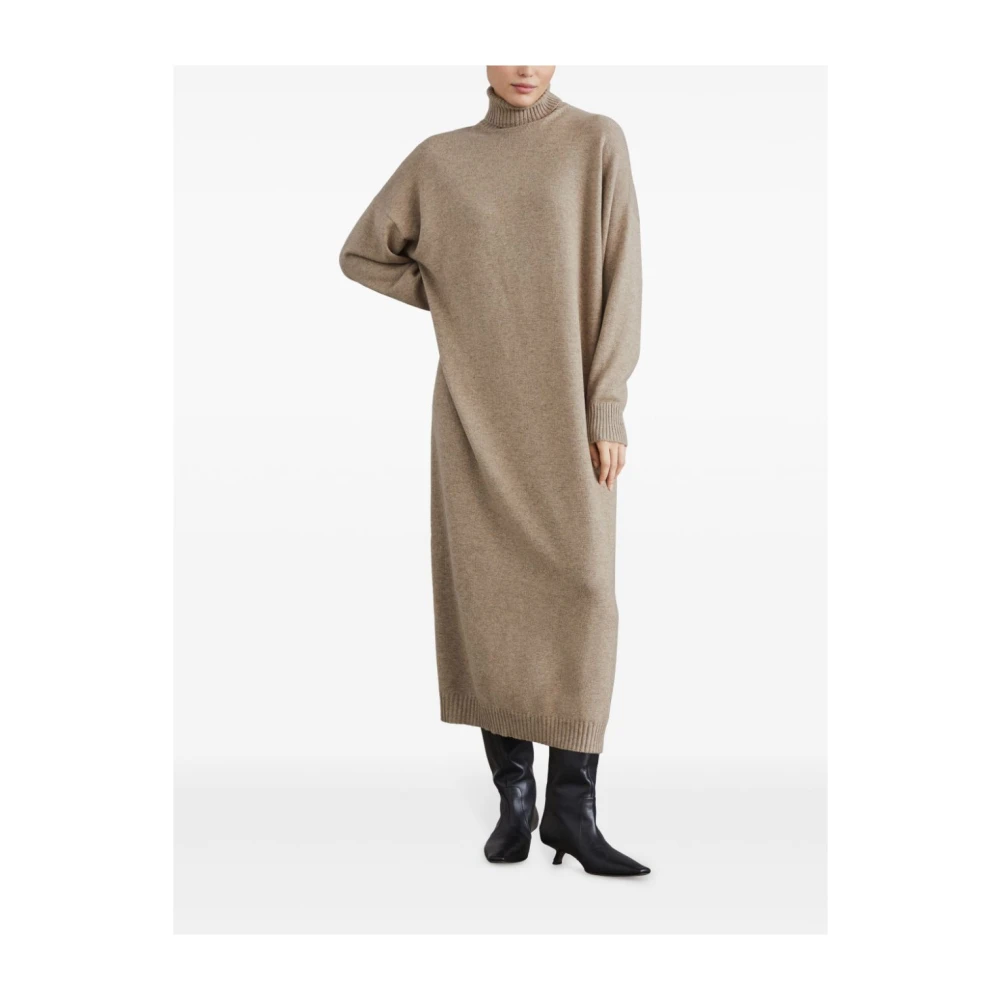 BRUNELLO CUCINELLI Kasjmier Gebreide Lange Jurk Bruin Brown Dames