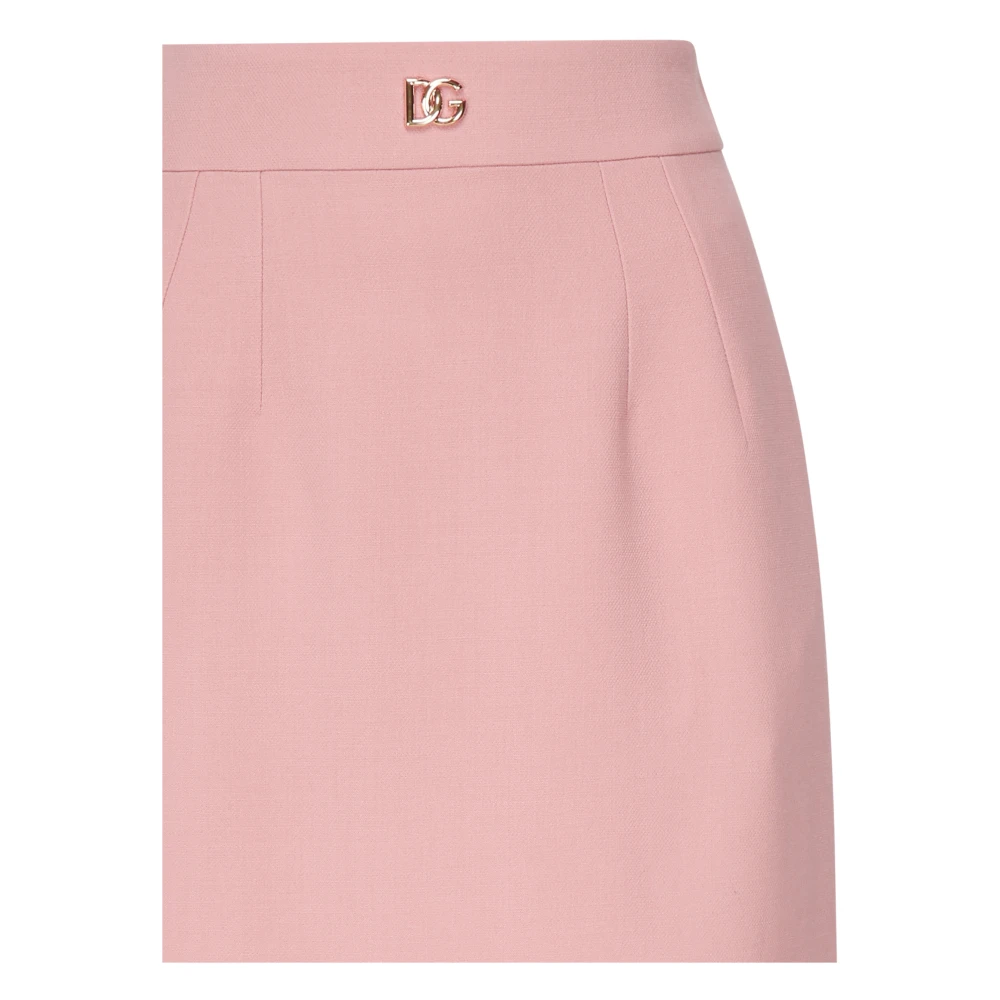 Dolce & Gabbana Roze wollen potloodrok DG-logo Pink Dames