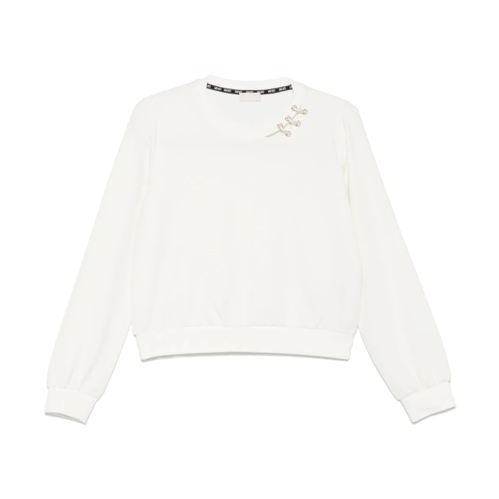 Liu Jo Witte Crew Neck Sweater Geribbelde Afwerking White Dames