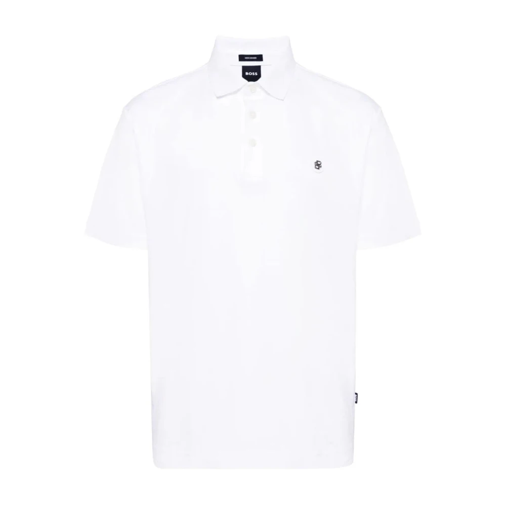 Hugo Boss Merceriserad Polotröja Vit Bomull Logo White, Herr