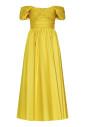 robe-jaune-sans-bretelles-a-manches-bouffantes