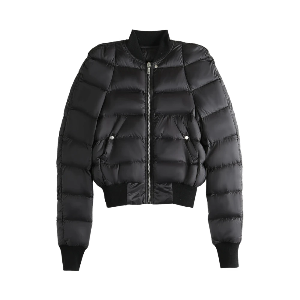 Rick Owens Donna Nero - Giacca Trapuntata Nera Con Dettagli A Costine - Jackets - L
