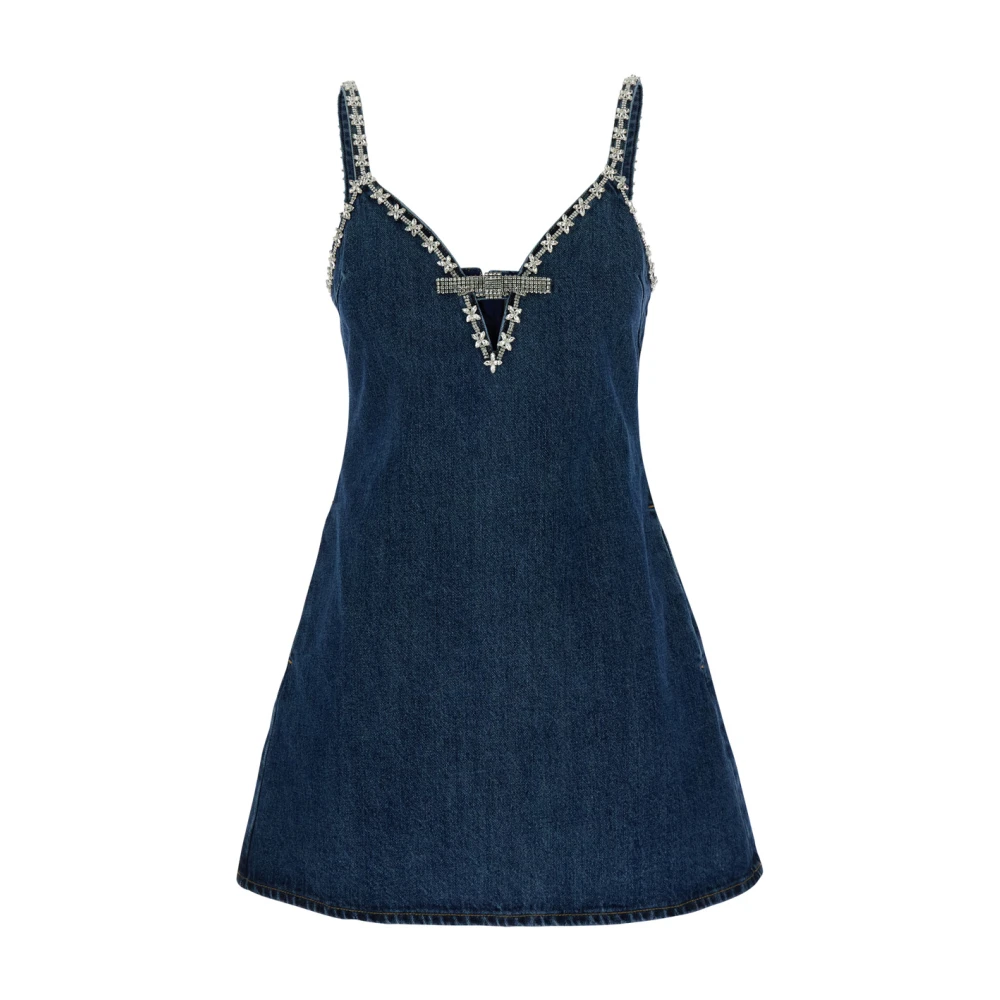 Self Portrait Blauwe Minijurk met Strikdetail Blue Dames