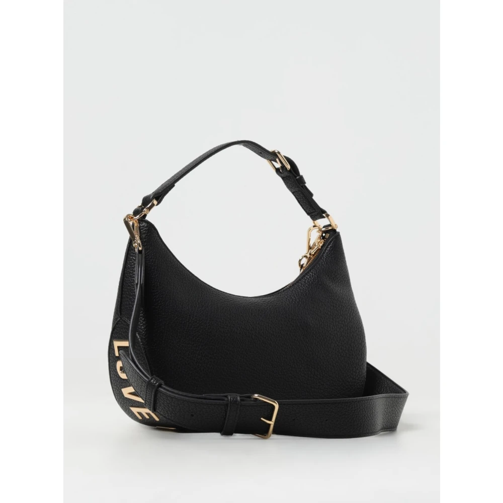 Love Moschino Zwarte Synthetische Schoudertas met Metalen Rits Black Dames