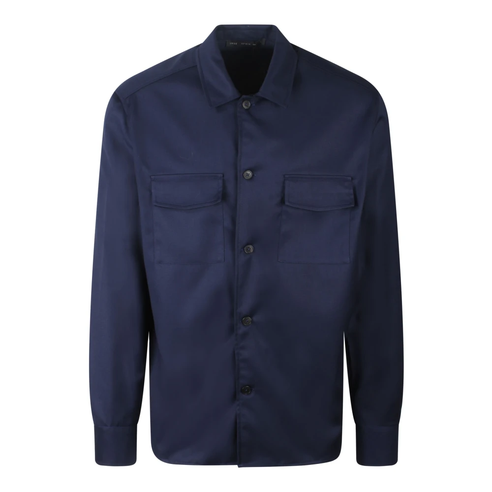 Low Brand Casual Overshirt met Voorknoopsluiting Blue Heren