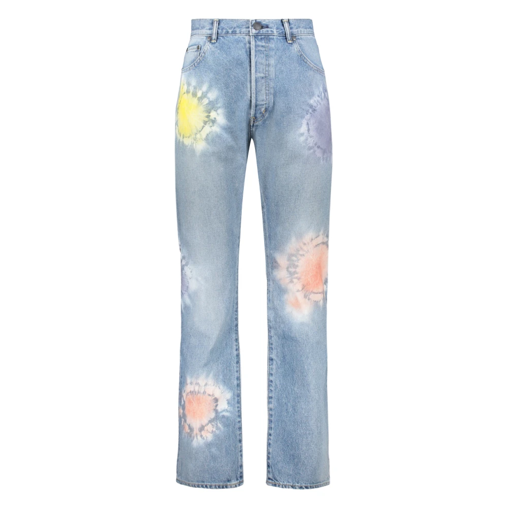 John Elliott Tie-Dye Straight Leg Katoen Jeans Blue Heren