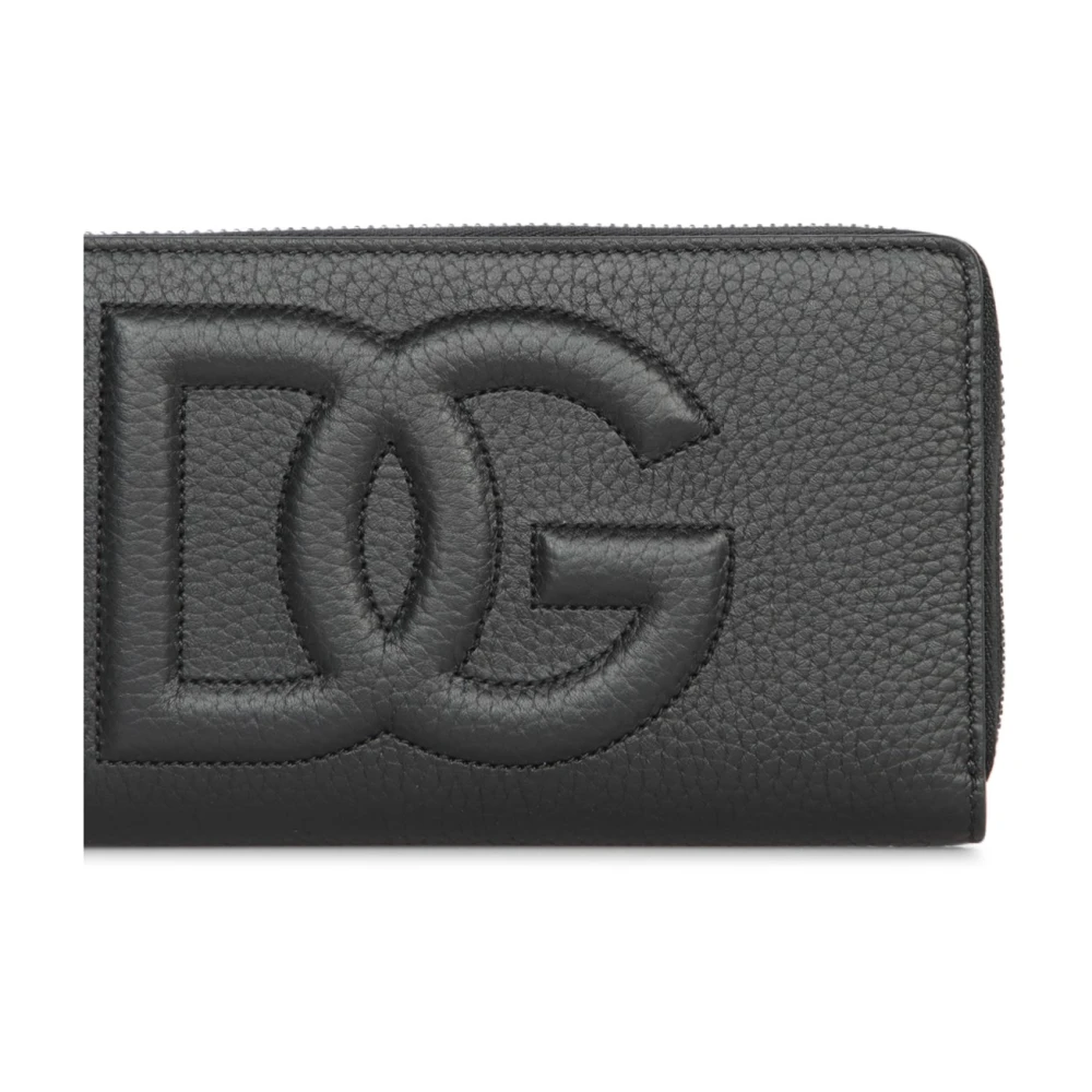 Dolce & Gabbana Zwarte Hertenleren Ritsportemonnee Black Heren