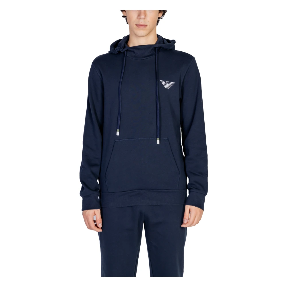 Emporio Armani Blauwe hoodie met zak Blue Heren