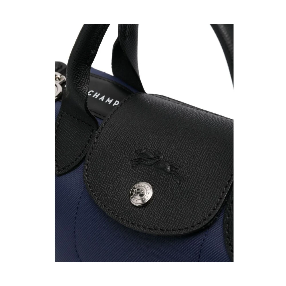 Longchamp Donkerblauwe Schoudertas met reliëflogo Blue Dames