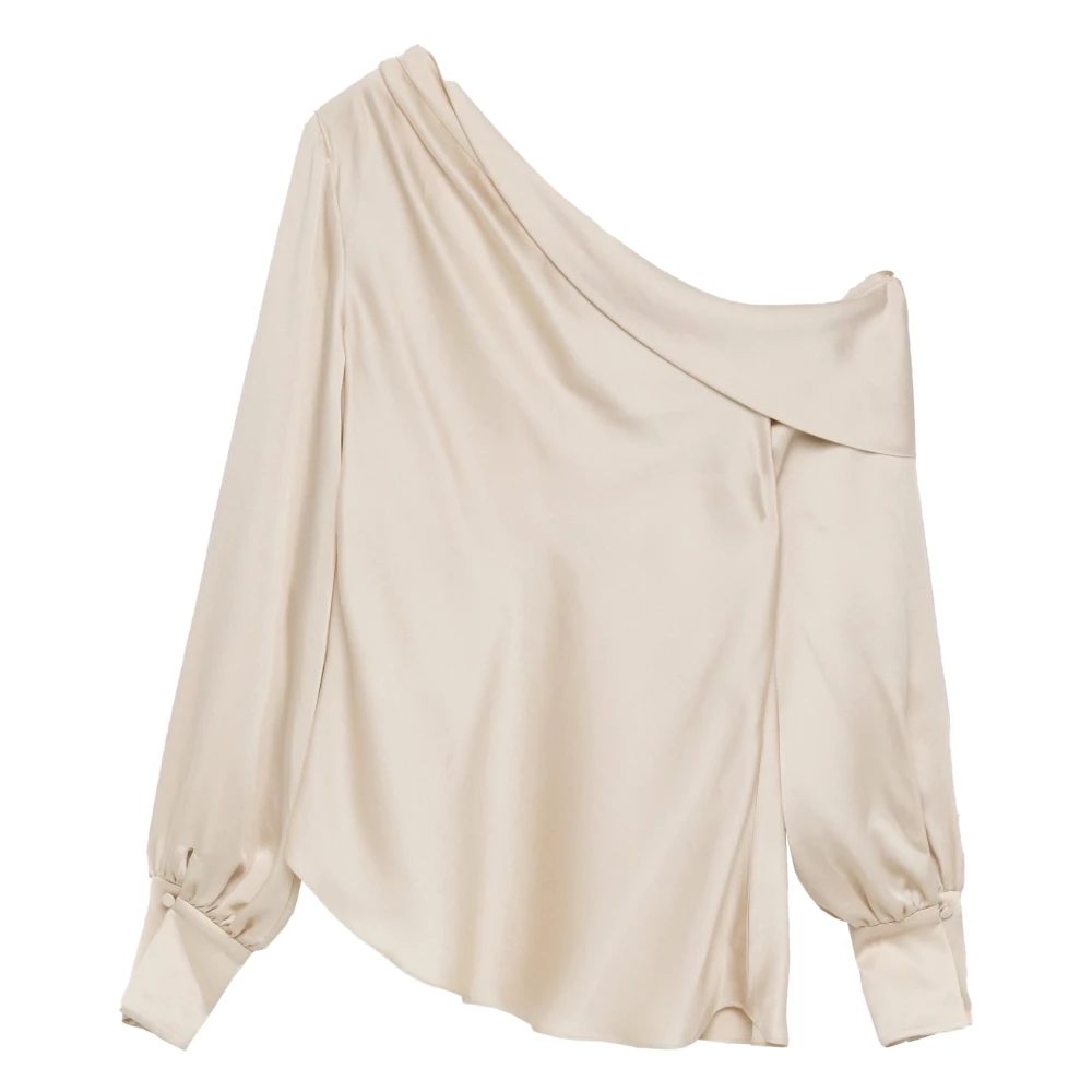 Simkhai Alice Satijnen Off-Shoulder Blouse Beige Dames