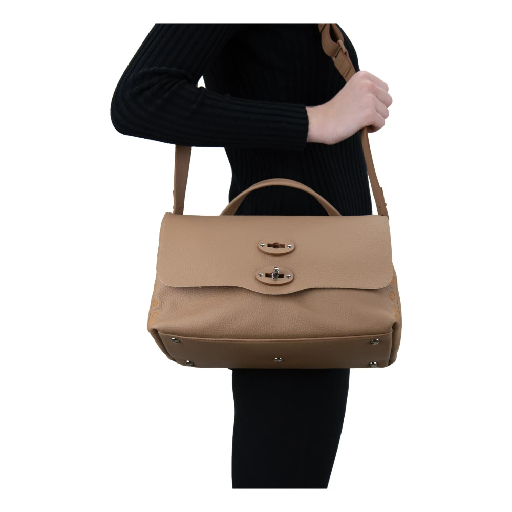 Zanellato Leren Dames Schoudertas Girello Brown Dames