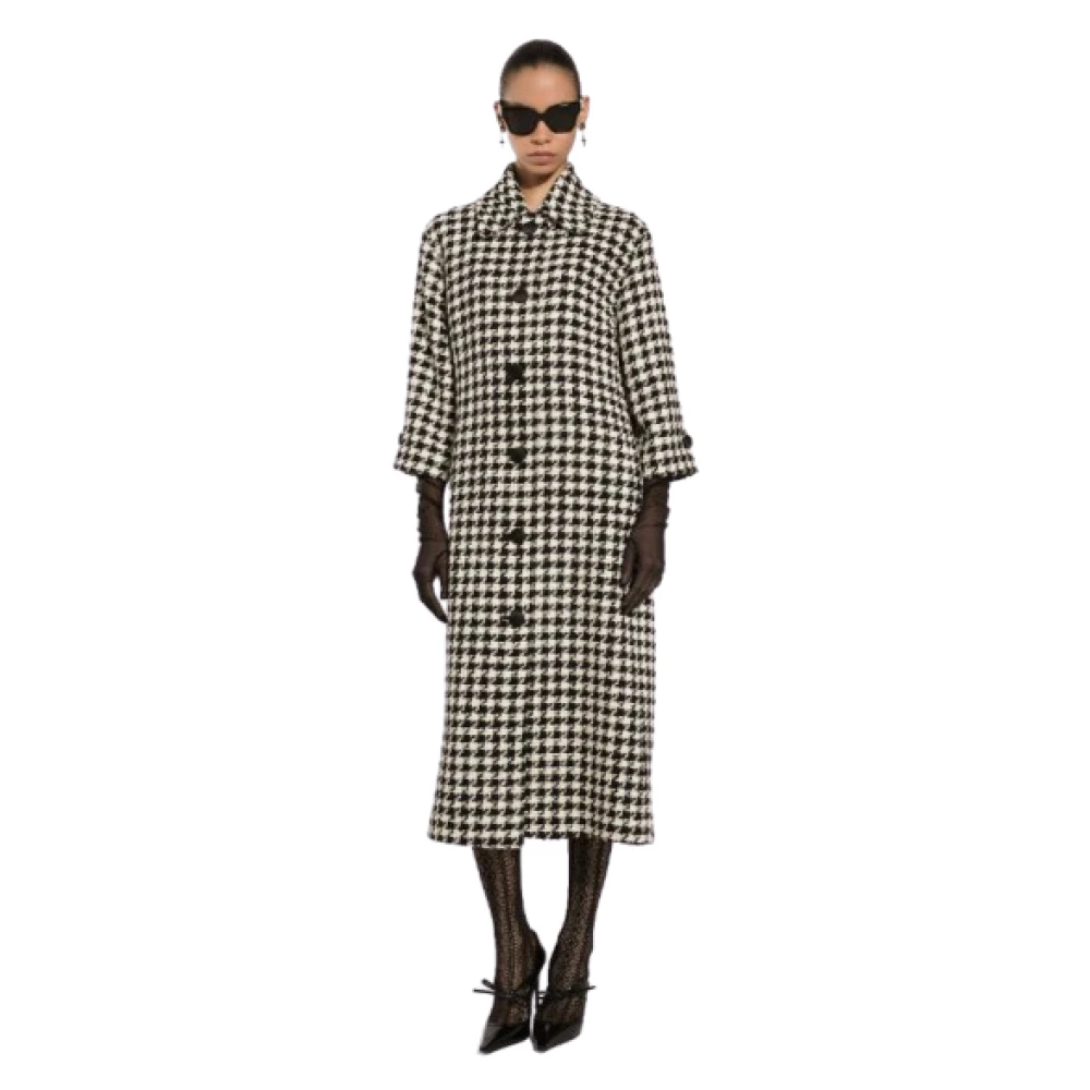 Dolce & Gabbana Houndstooth Trench Coat Gray Dames
