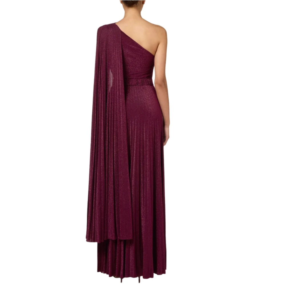 Elisabetta Franchi Lurex Jersey One-Shoulder Jurk Red Dames