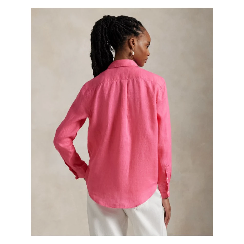 Polo Ralph Lauren Linnen overhemd met puntkraag Pink Dames