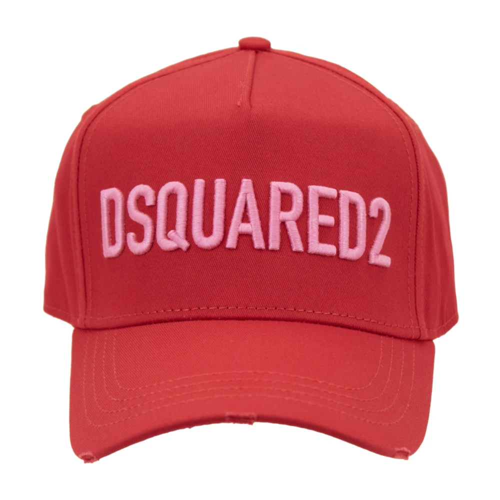 Dsquared2 Unisex Röd Embossed Logo Baseball Cap Fibbia