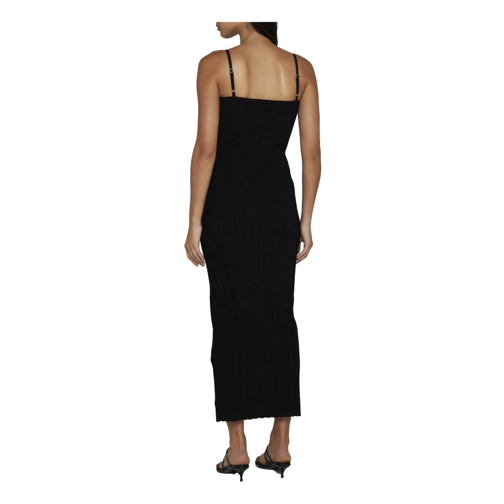 Jacquemus Zwarte Geribbelde Gebreide Jurk Black Dames