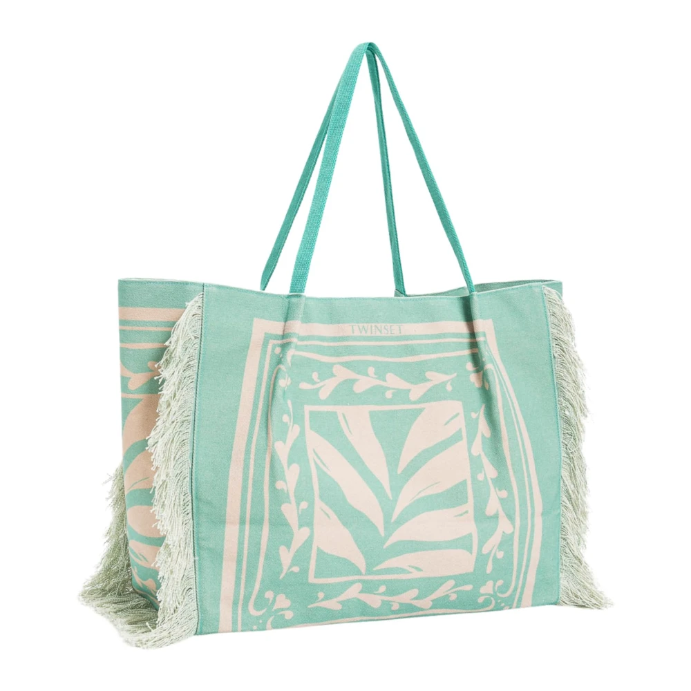 Twinset Groene Canvas Shopper Tas Green Dames