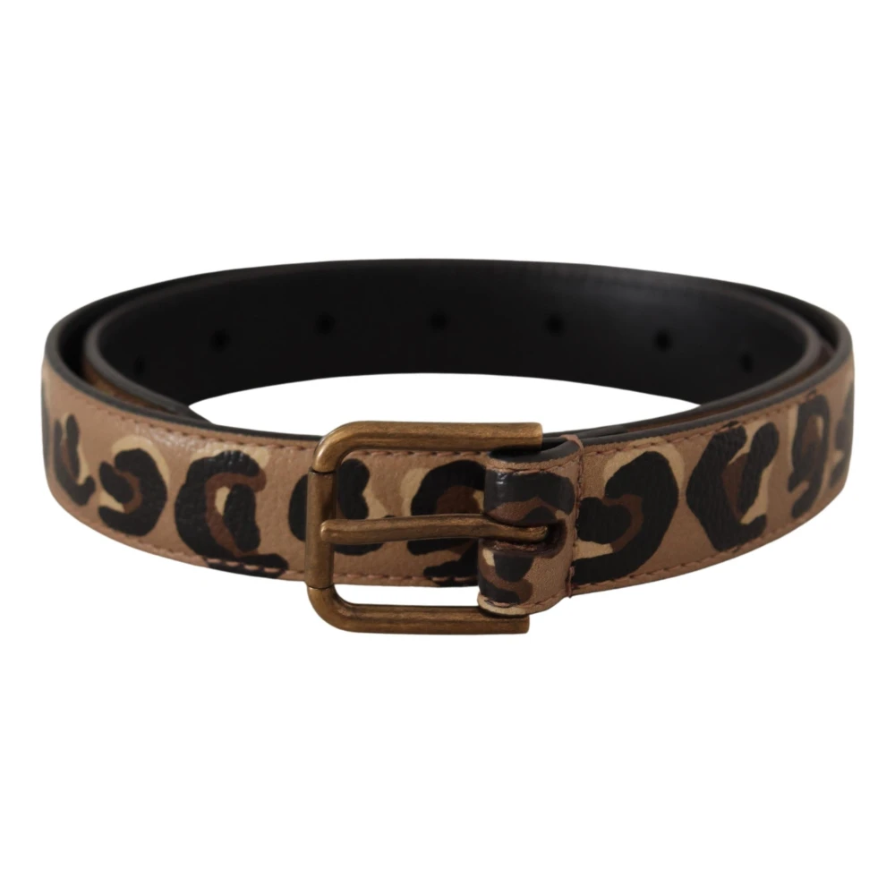 Dolce & Gabbana Elegante Riem met Gegraveerde Leren Gesp Brown Dames