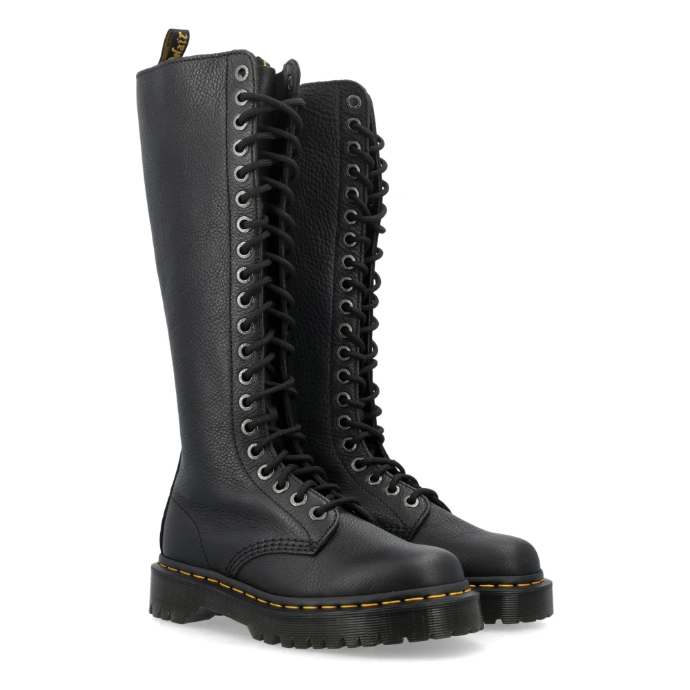 Dr. Martens Zwarte Leren Kniehoge Laarzen Black Dames