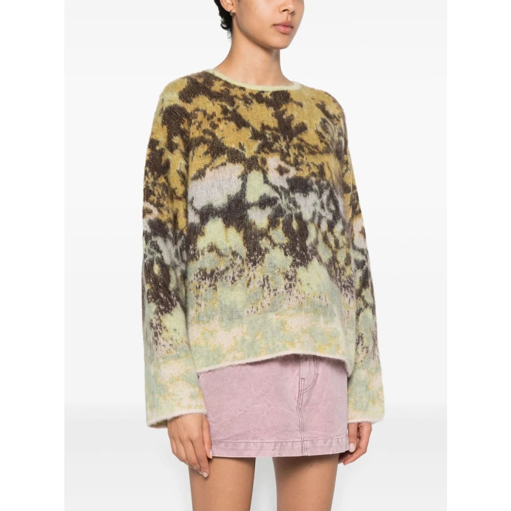 Forte Gebreide Jacquard Trui Groen Multikleur Multicolor Dames