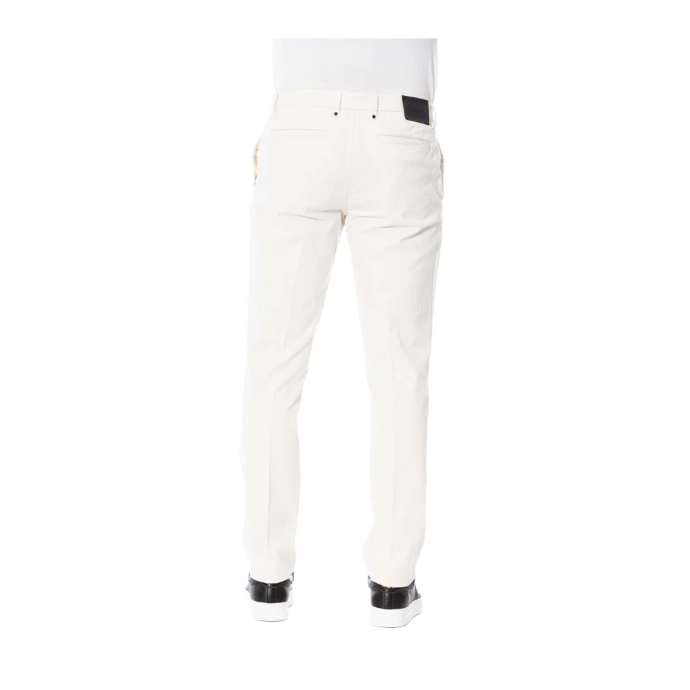 Trussardi Stijlvolle Broek met Knoop en Rits White Heren