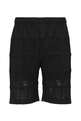 Lace Grid Pleats Shorts