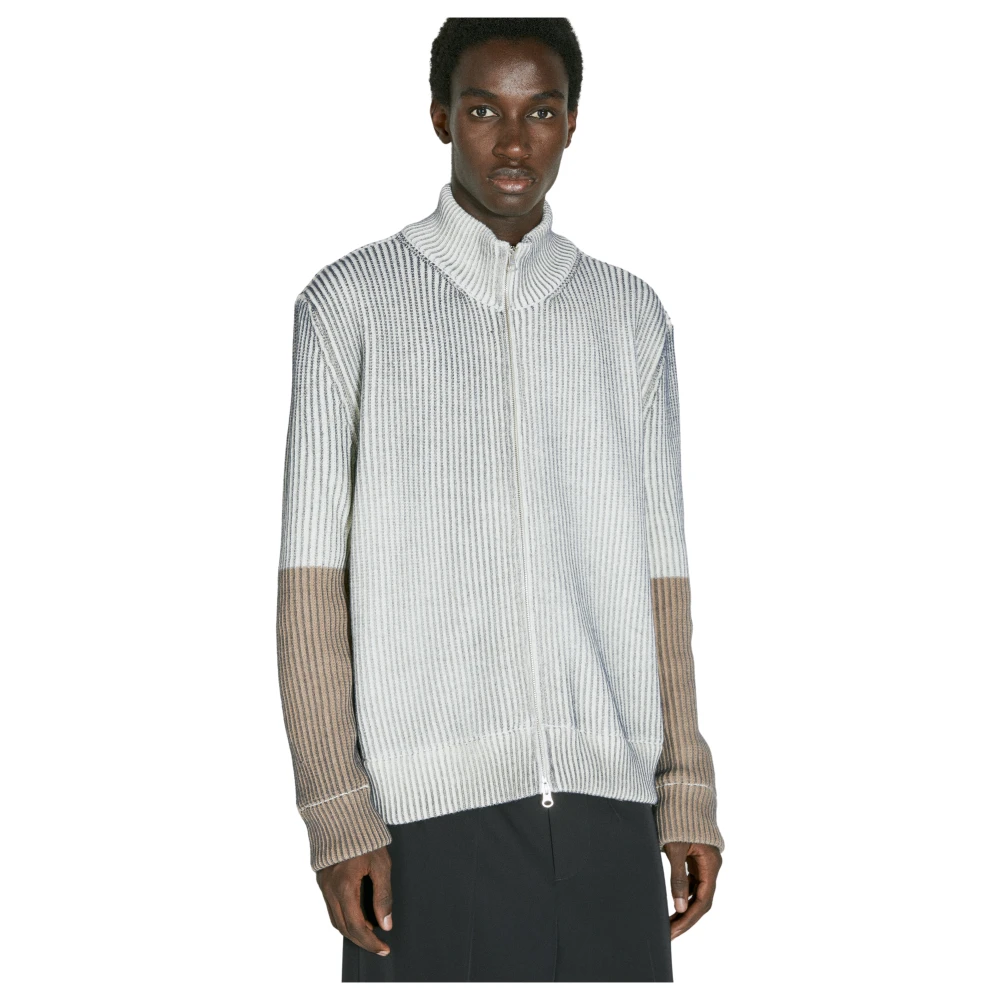 MM6 Maison Margiela Gestreepte sweatshirt met ritssluiting Gray Heren