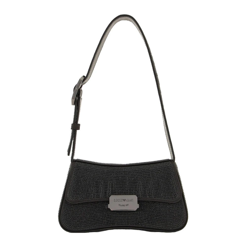 Emporio Armani Strass Satin Schoudertas Black Dames