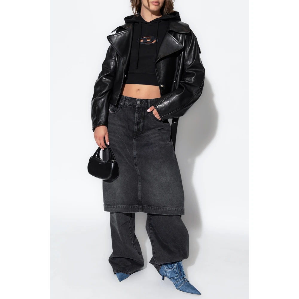 Diesel Sweatshirt met F-Slimmy-Hood-Od logo Black Dames